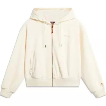 Li Ning Daily Prosperity Series Удобная повседневная свободная толстовка-кардиган с капюшоном на молнии Женская толстовка Off-White AWDU036-4 XL
