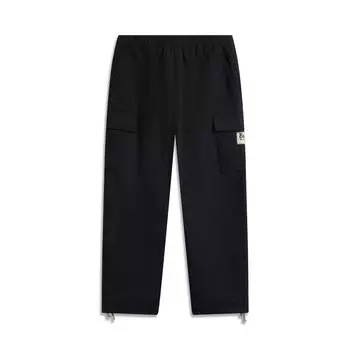 Li Ning Daily Prosperity Series Удобные повседневные простые прямые свободные трикотажные спортивные брюки мужские низы черного цвета AKXV141-2 S