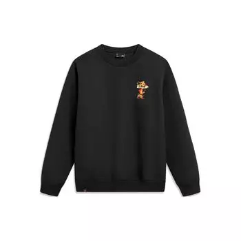 Li Ning Daily Prosperity Series вышитый антистатический свободный пуловер свитшот унисекс свитшот черный AWDU051-2 S