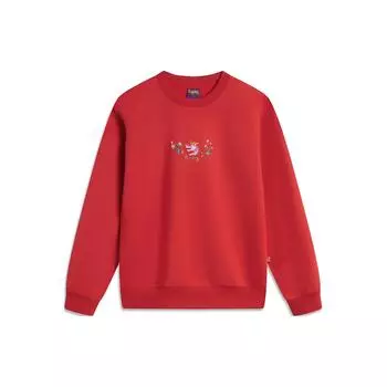 Li Ning Daily Prosperity Series вышитый узор напечатанный антистатический свободный пуловер свитшот женский свитшот Vermilion-Red AWDU034-9 L