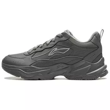 Li Ning Defender Удобные модные флисовые теплые амортизирующие низкие повседневные туфли мужские кроссовки цвета асфальт-серый AGLU101-2 41