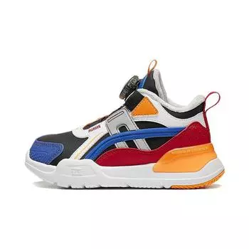 Li Ning детская кожаная спортивная удобная нескользящая износостойкая повседневная обувь детская повседневная обувь сине-белого цвета YKNT122-21 26