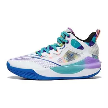 Li Ning Детские баскетбольные удобные дышащие баскетбольные кроссовки детские кроссовки стандартные - белый соус - фиолетовый микрокристалл - серый YKBT026-5 40