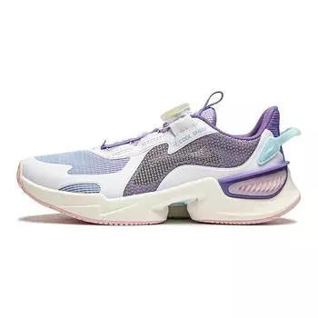 Li Ning Детские Qiang Yue V2 Удобные Универсальные Нескользящие Износостойкие Низкие Повседневные Кроссовки Детские Повседневные Кроссовки Белые Фиолетовые YKCU046-2 38