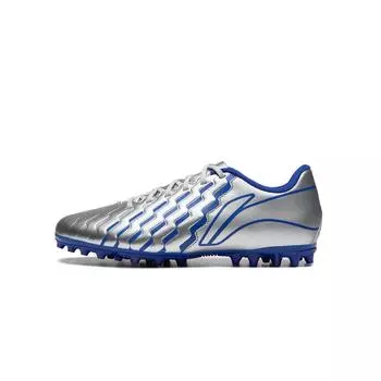 Li Ning Детские спортивные удобные футбольные бутсы с цветными блоками и прострочкой, молодежные, детские футбольные бутсы, серебристые YKGU016-7 35