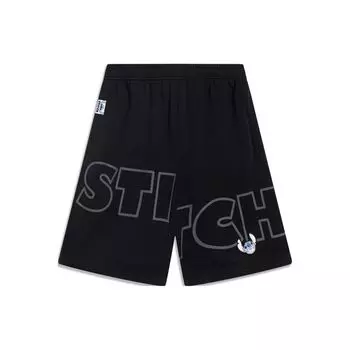 Li Ning Disney Collaboration Cartoon Letter Print Прямые свободные повседневные шорты мужские шорты черные AKST481-1 XL