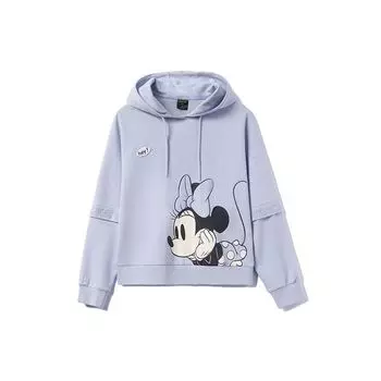 Li Ning Disney Collaboration Minnie Print Loose Hoodie Women Hoodies Light-Frost-Blue AWDR328-5 XL