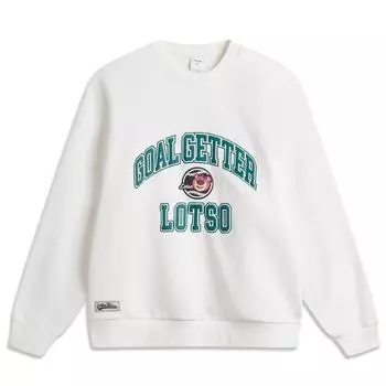 Li Ning Disney Collaboration Pixar Strawberry Bear Series Cartoon Letter Round Neck Comfortable Airful Fleece warm Sweatshirt AWDU437-5 M