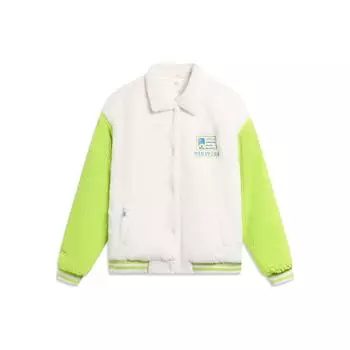 Li Ning Disney Collaboration Series Monsters University Color Block Loose Short Cotton Jacket Women Jacket Off-White AJMT084-2 L