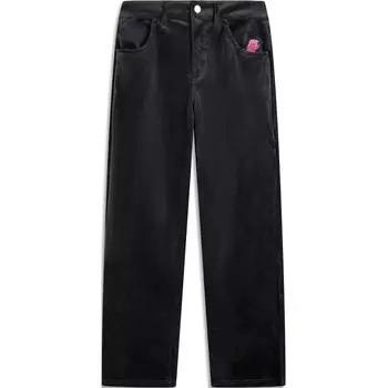 Li Ning Disney Collaboration Series однотонные, со средней посадкой, удобные, дышащие, прямые, повседневные брюки, женские, черные AKXU180-2 S