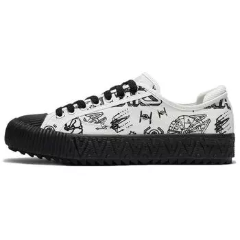 Li Ning Disney Collaboration Series Treading Waves Удобные повседневные низкие кроссовки для скейтбординга Мужские кроссовки Черный Белый AGCR243-6 42