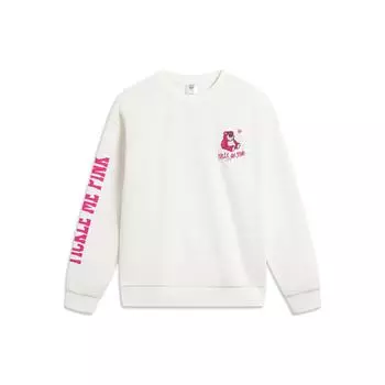 Li Ning Disney Collaboration Strawberry Bear Series Cartoon Print Флисовый антибактериальный свободный пуловер Толстовка унисекс свитшот Off-White AWDTE49-2 XL