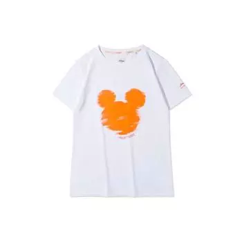 Li-Ning Disney Kung Fu Mickey Silhouette Print Футболка с короткими рукавами Женские топы Стандартный белый AHSQ144-4 M