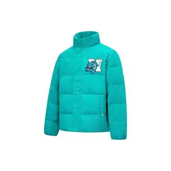 Li-Ning Disney Monsters University с мультяшным принтом, свободная куртка-пуховик с воротником-стойкой, мужская верхняя одежда, ледяной фарфор, зеленый AYMT117-3 XL
