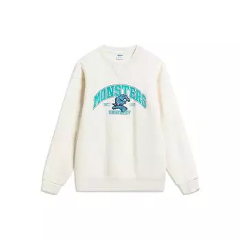 Li-Ning Disney совместная серия с мультяшным буквенным принтом плюс бархатный теплый свободный пуловер, свитшот, топы унисекс, кремовый AWDT813-2 2XL