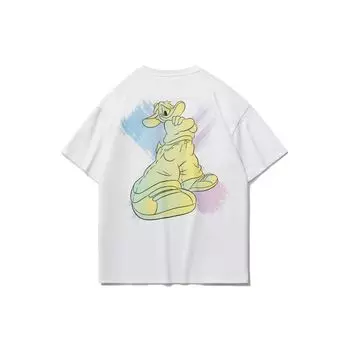 Li-Ning Disney совместная спортивная модная футболка свободного кроя с тематическим принтом, женские топы, белые AHSR586-1 XXL