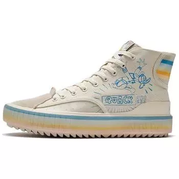 Li Ning Disney X Collaboration Series Canvas Легкие нескользящие высокие кроссовки для скейтбординга Мужские кроссовки Coastal-Gray AGCR179-8 42