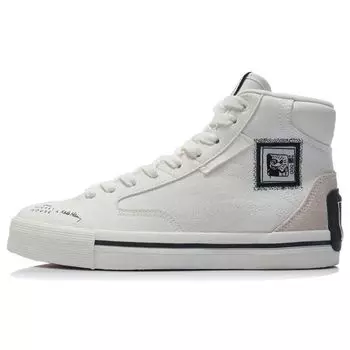 Li Ning Disney X Collaboration Series Skate Culture Дышащие Легкие Нескользящие Высокие Кроссовки Для Женщин Кроссовки Белые Черные AECR062-4 36