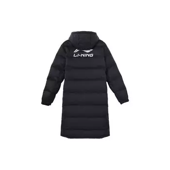 Li-Ning Длинная куртка с капюшоном и принтом логотипа в виде буквы, унисекс, черная AYMS005-1 XXXXL