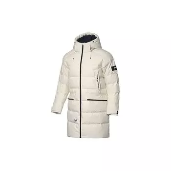 Li Ning Длинный Теплый Пуховик С Капюшоном Мужская Верхняя Одежда Жемчужно-Белый AYMP115-2 XXL