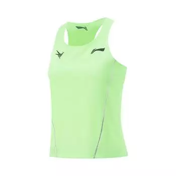 Li Ning Dragon Sparrow, приятный для кожи, дышащий, простой, облегающий, без рукавов, гоночный, соревновательный, жилет, женские топы, флуоресцентно-светло-зеленый AAYV126-4 XS