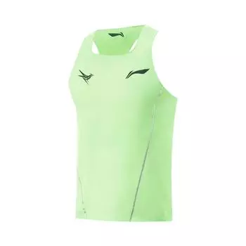 Li Ning Dragon Sparrow, приятный для кожи, дышащий, простой, облегающий, без рукавов, гоночный, соревновательный, жилет, мужские топы, флуоресцентно-светло-зеленый AAYV123-4 M