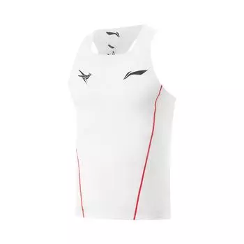 Li Ning Dragon Sparrow, приятный для кожи, дышащий, простой, облегающий, без рукавов, гоночный, соревновательный, жилет, мужские топы, стандартный, белый AAYV123-2 S