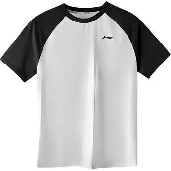 Li-Ning Дышащая Быстросохнущая Фитнес Спортивная Футболка с Коротким Рукавом Мужская Топы Монетный Серый Черный ATSU783-2 L