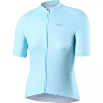Li-Ning Дышащая, быстросохнущая, впитывающая пот, солнцезащитная, с коротким рукавом, веломайка для женщин, небесно-голубая LCTY044-4 S