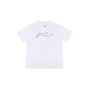 Li-Ning Дышащая повседневная футболка с коротким рукавом и принтом логотипа унисекс, белая YHSU167-5 XL