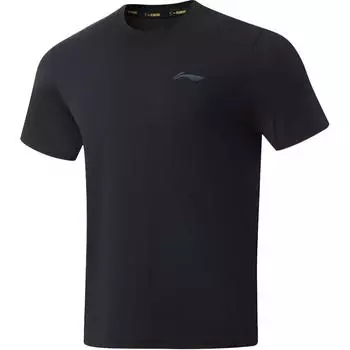 Li-Ning Дышащая удобная быстросохнущая футболка с круглым вырезом и коротким рукавом для мужчин, черная ATSU025-1 M