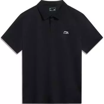Li Ning дышащая удобная повседневная рубашка поло с коротким рукавом мужская черная APLT075-2 L