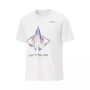 Li Ning Дышащая Универсальная Футболка с Принтом Букв с Круглым Вырезом и Коротким Рукавом Мужские Топы Белый AHSV405-3 S