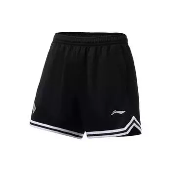 Li-Ning Дышащие баскетбольные шорты с эластичным поясом мужские шорты черные AAPT043-1 L