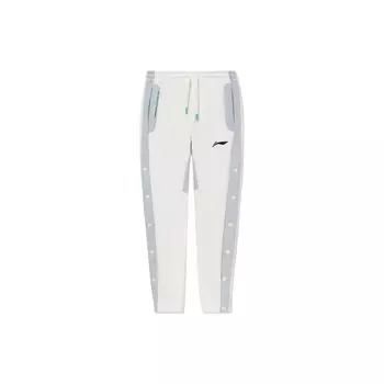 Li-Ning Дышащие трикотажные спортивные брюки с завязками на шнурке, цветные блоки, мужские брюки, облачно-белые AKLS105-1 M