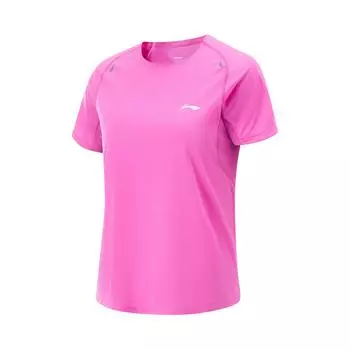 Li Ning дышащий трикотажный свитер с круглым вырезом и коротким рукавом футболка женская флуоресцентно-розовый фиолетовый красный ATSV004-4 XS