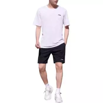 Li Ning дышащий удобный легкий повседневный спортивный костюм мужской спортивный костюм белый черный YATU111-1 M
