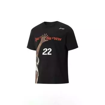 Li Ning Джимми Батлер Буква Число Дышащая Универсальная Повседневная Футболка с Коротким Рукавом Мужская Футболка Черная AHSV409-3 S