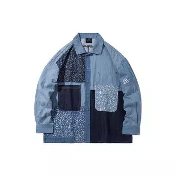 Li-Ning Джинсовая куртка Wade Series Polo Collar с геометрическим узором, мужская куртка синего цвета AJDR469-1