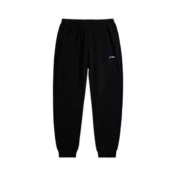 Li-Ning Elastic Solid Color Loose Fit Cuffed Training Knit Pants Men bottoms Black AKLUE27-1 S