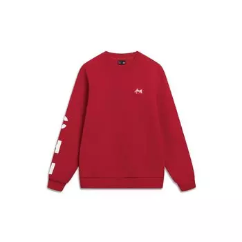 Li-Ning Embroidered Logo Letter Sleeve Pullover Sweatshirt Unisex Tops Agate-Red AWDT575-3