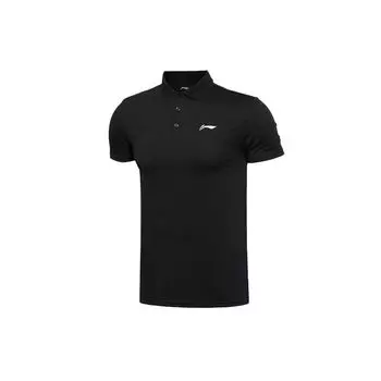 Li-Ning Embroidered Logo Polo Shirt Unisex Polo Shirts Black APLS141-1 S