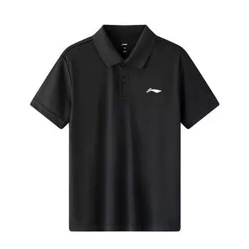 Li-Ning Embroidered Logo Quick-Dry Casual Sports Polo Shirt Men tops Black APLT139-1 S