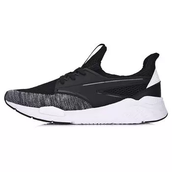 Li Ning Exceed цельные трикотажные амортизирующие спортивные туфли мужские кроссовки черные серые AGCM033-1 44