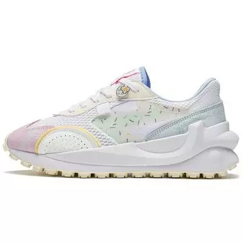 Li Ning Fang Yuan нескользящие износостойкие низкие спортивные повседневные туфли женские кроссовки белые розовые желтые AGCS108-9 36