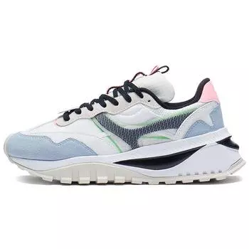 Li Ning Fangyuan Evo Retro Height Increising Shock Absorbing Wear Устойчивые к скольжению низкие спортивные повседневные туфли Женские кроссовки Белый Синий AGCR228-9 35