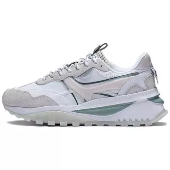 Li Ning Fangyuan Evo Ткань Синтетическая Кожа Классическая Мода Светоотражающие Низкие Спортивные Повседневные Туфли Женские Кроссовки Белый Серый AGCS164-3 37