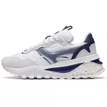 Li Ning Fangyuan Evo Удобные ретро дышащие низкие спортивные повседневные туфли женские кроссовки белые синие AGCR228-6 38