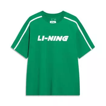 Li Ning Fashion Breathable Letter Round Neck Pullover Short Sleeve T Shirt Unisex Tops Cool-Pine-Green AHSUD29-3 XXL