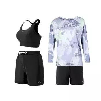 Li-Ning Fashionable Casual Beach Swimming Slimming Cover-Up UPF50+ Swimwear Three-Piece Set Women swimwear LINING-LNYW046-1 M